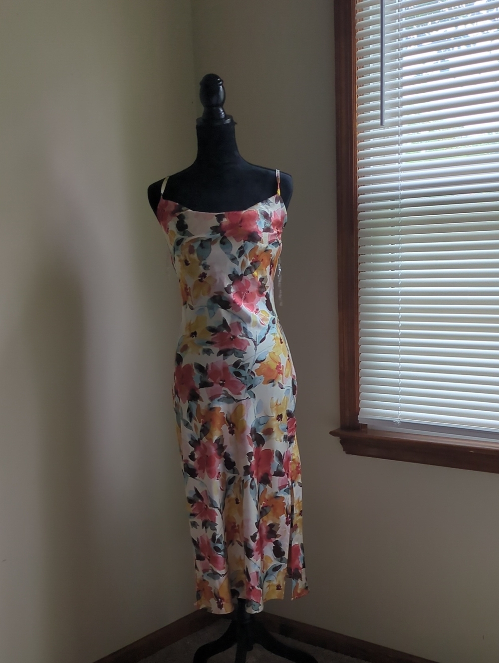 Inspired Hearts Floral Midi Dress in White, Pink & Yellow